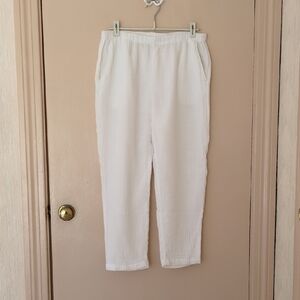 Eileen Fisher organic cotton gauze ankle pants, white, Size S, LIKE NEW